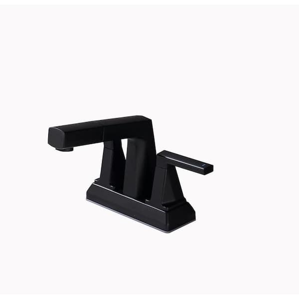 Mondawe Mondawell Pull Out Spray 4 in. Centerset Double-Handle Mid Arc Bathroom Faucet with Pull Out Spray in Matte Black