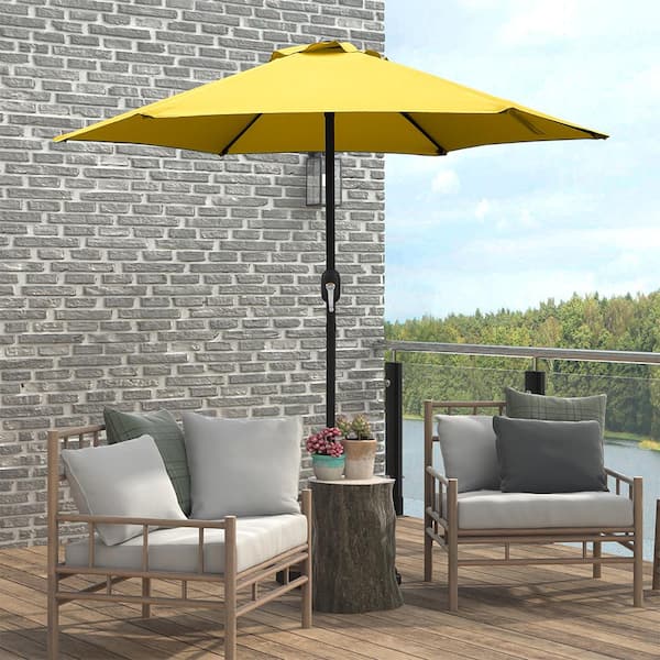 Maypex 7.5 ft. Steel Crank Market Patio Umbrella in Yellow H1300001-Y ...