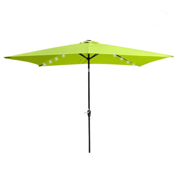 Tenleaf 10 Ft Solar Led Lighted Outdoor Market Patio Umbrella In Lime Green Sxb638634 The 0139