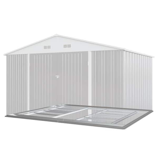 Patiowell 10 ft. W x 10 ft. D Frame Included Metal Storage Shed for Outdoor, Steel Yard Shed (100 sq. ft.) PM1010GYF