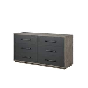 Estevon 6-Drawer Gray Oak Dresser (32 in. H X 60 in. W X 20 in. D)
