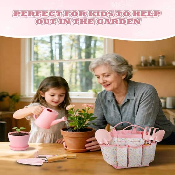 7-Piece Kids Gardening Tool Set with Tote Bag, Apron, Gloves