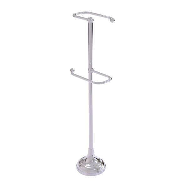 Allied Brass Free Standing outlet Two Roll Toilet Paper Holder Stand in Polished Chrome