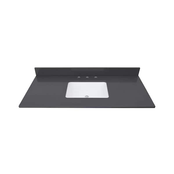 Avanity 43 in. W x 22 in. D Quartz White Rectangular Single Sink Bathroom Vanity Top in Ural Gray
