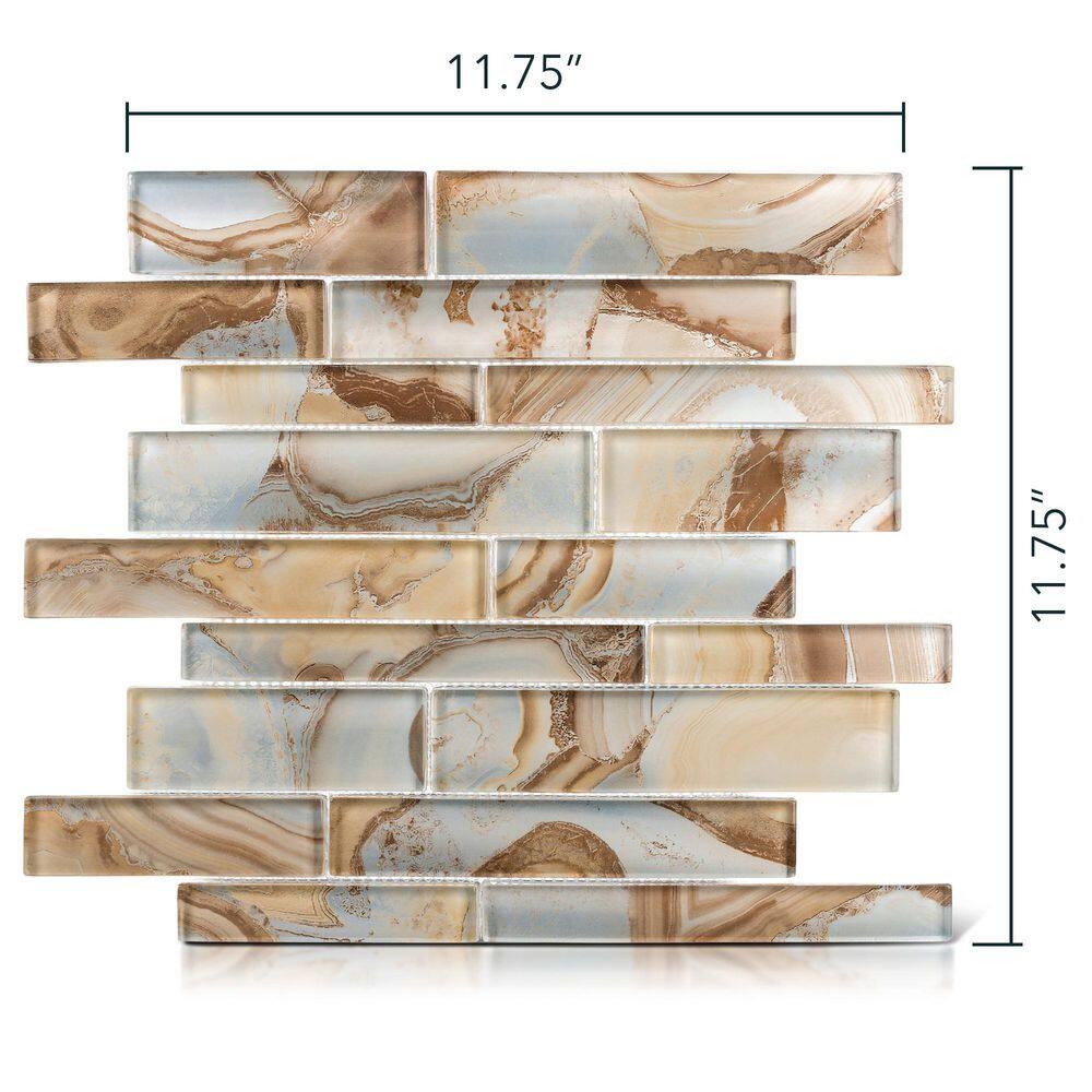 Agate Inspired Glass Brick Joint Mosaic Wall Tile Sample
