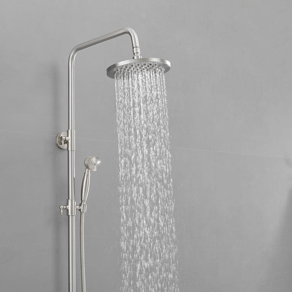 Adjustable Nickel Dual Head Rain Shower System with Handheld