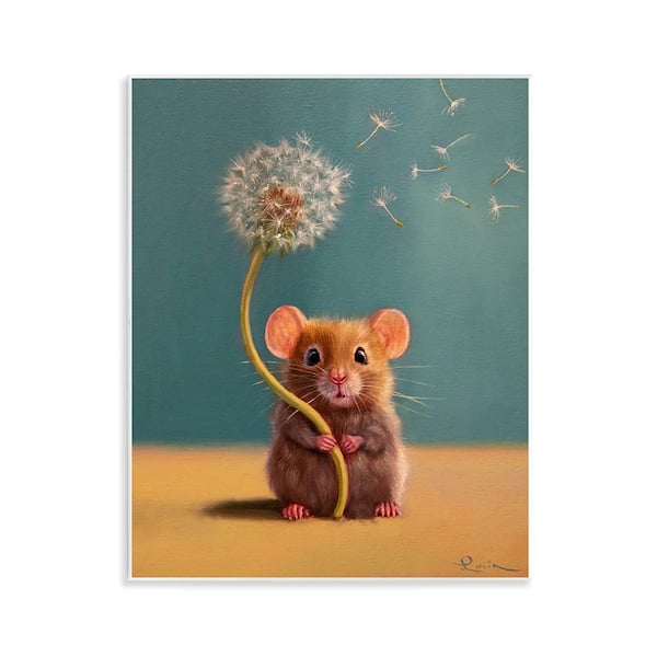 Tiny Wishes Mouse and Dandelion by Lucia Heffernan Unframed Animal Graphic Art Print 14 in. x 11 in.
