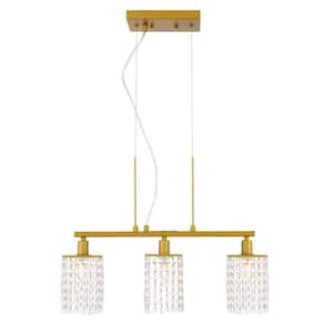 Timeless Home Tabitha 4.7 in. W x 8.9 in. H 3-Light Brass and Clear Pendant
