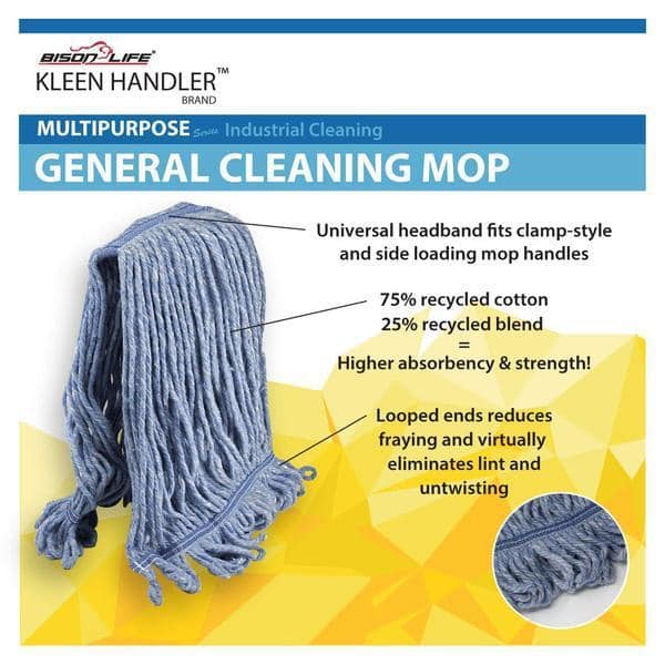 Blue Cotton Heavy Duty Flat Mop Head Replacement Pack