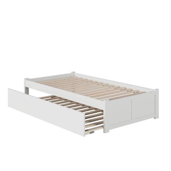 Concord Twin Extra Long Bed with Footboard and Twin Extra Long Trundle in White