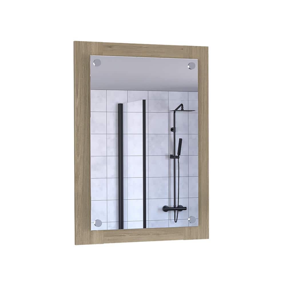 19.6 in. W x 27.5 in. H Rectangular Wood Framed Wall Bathroom Vanity Mirror