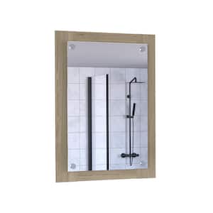19.6 in. W x 27.5 in. H Rectangular Wood Framed Wall Bathroom Vanity Mirror in Light Pine for Bathroom