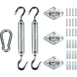 8 in. Stainless Steel Triangle Shade Sail Hardware Kit for Heavy Duty Sun Shade Installation for Deck Garden Lawn Patio