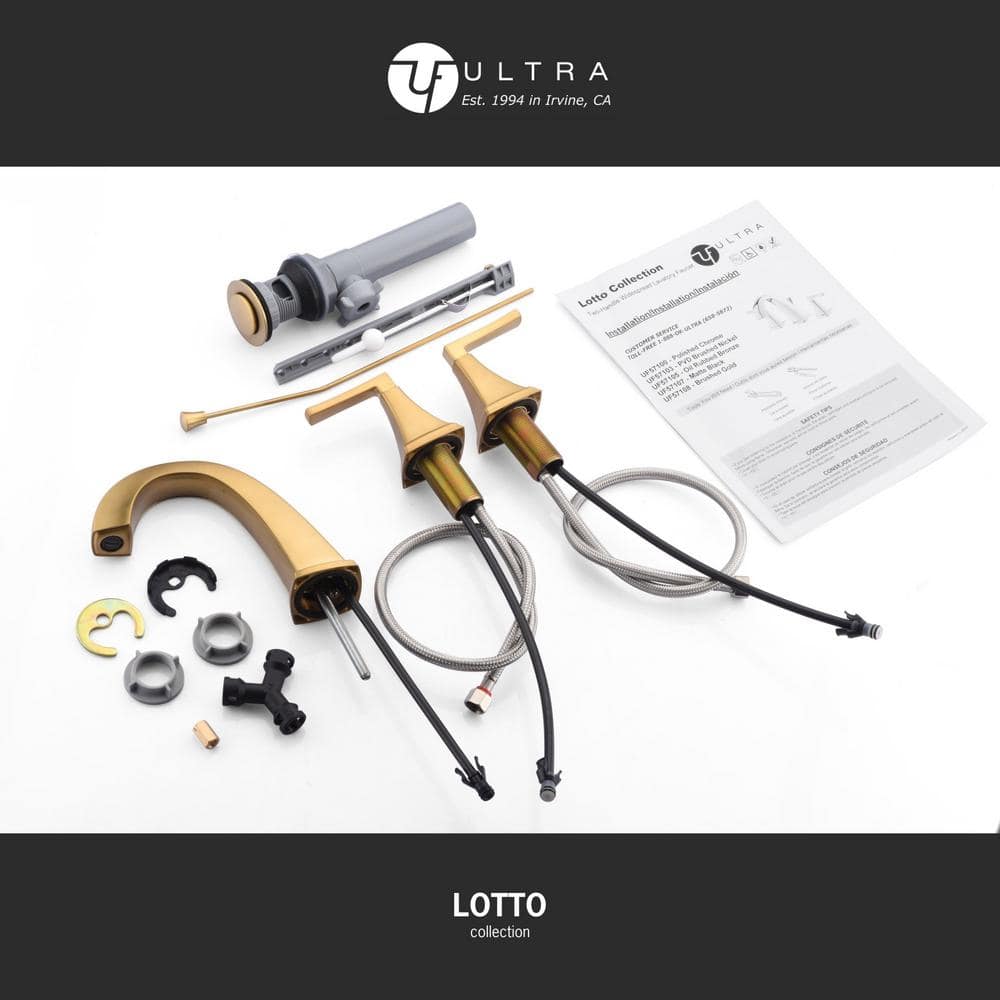 Brushed Gold Stainless Steel 2-Handle Bathroom Faucet with Drain Assembly