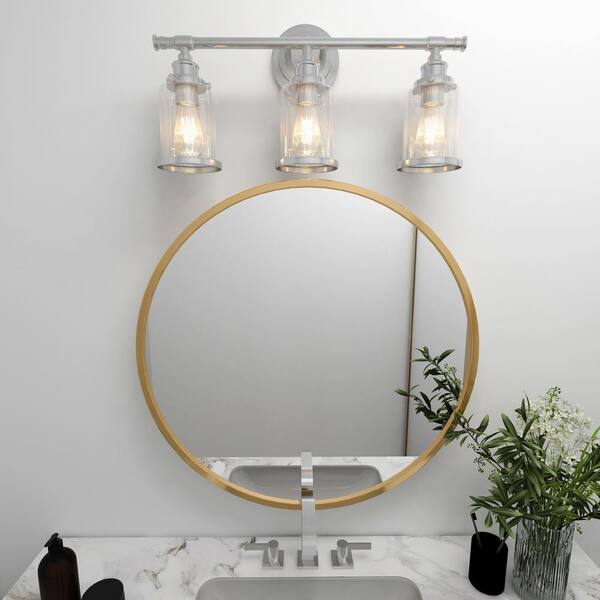 Dawn 23.5 in. 3-Light Gray Vanity Light Fixture All-In-One Bathroom Set  with Clear Glass Shades (5-Piece) UTO-81503 - The Home Depot