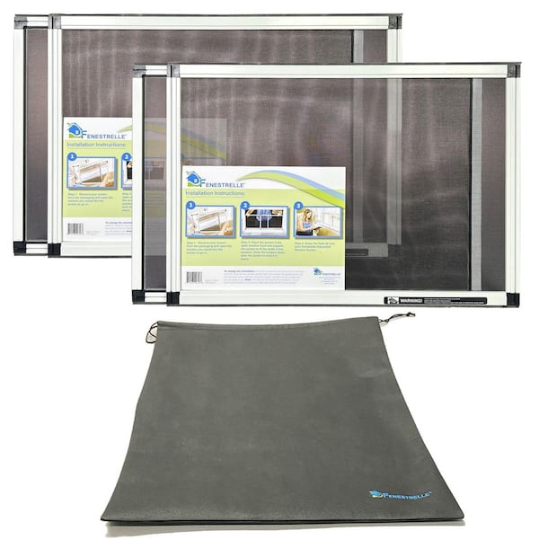 15 in. X 21 in. Two Expandable Fiberglass Window Screens and Storage Bag, Adjustable to Vertical or Horizontal Openings