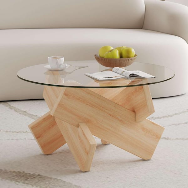Modern 33.4 in. Transparent Round Glass Coffee Table