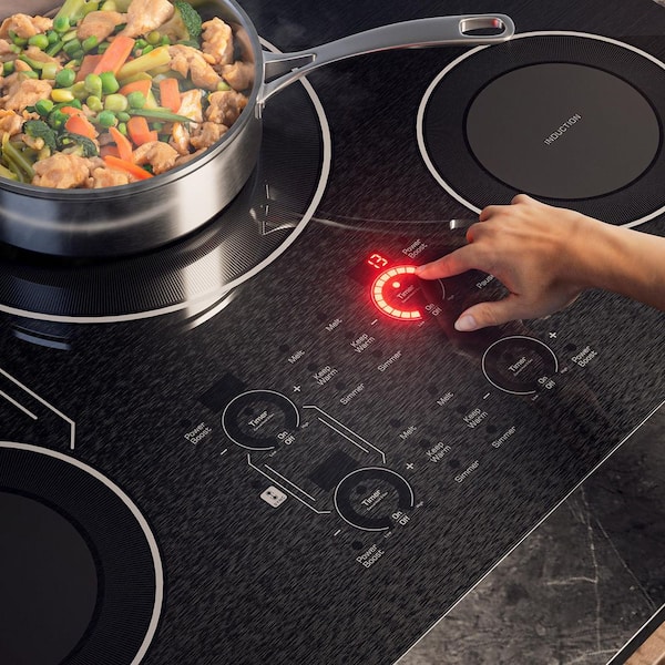 30 in. Built-In 8700W Smooth Surface Electric Stove Induction Cooktop-4 Power Boost Burners-Bridge Element in Black