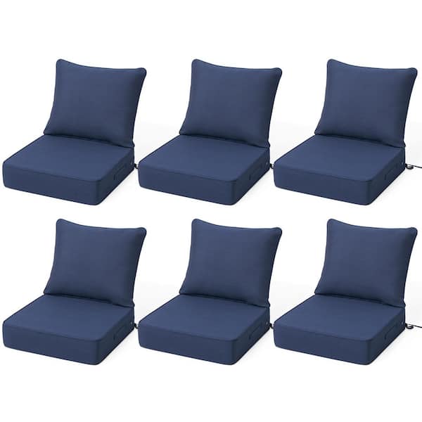 24 in. x 24 in. x 5.5 in. Patio Couch Cushion in Navy Blue 6 Pieces Removable Outdoor Deep Seat Cushions with Handle