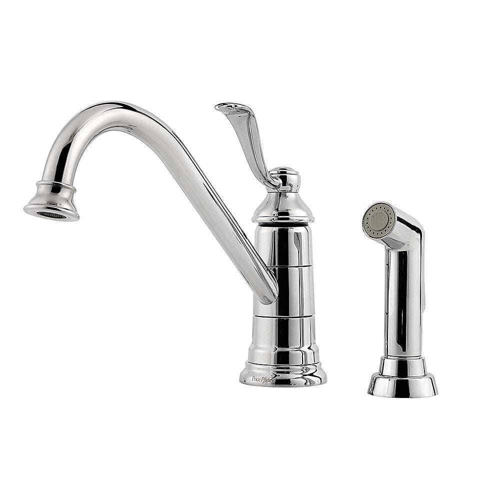Portland Polished Chrome Single Handle Kitchen Faucet with Side Spray