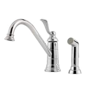 Portland Single-Handle Standard Kitchen Faucet with Side Sprayer in Polished Chrome
