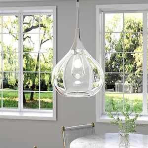 Ida 1-Light Polished Nickel Pendant with Clear Glass Shade