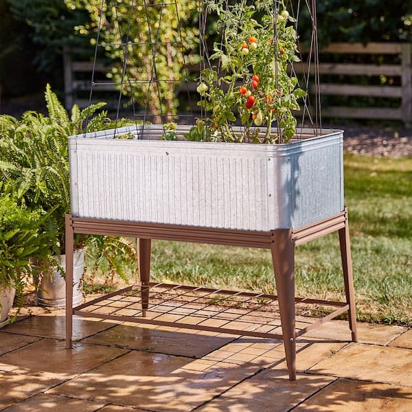Vintage Steel Stand Up Garden Planter with Stand