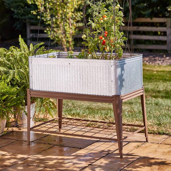 Vigoro Vintage Steel Stand Up Garden Planter With 82231hd The Home Depot - Vintage Stand Up Raised Garden Planter With