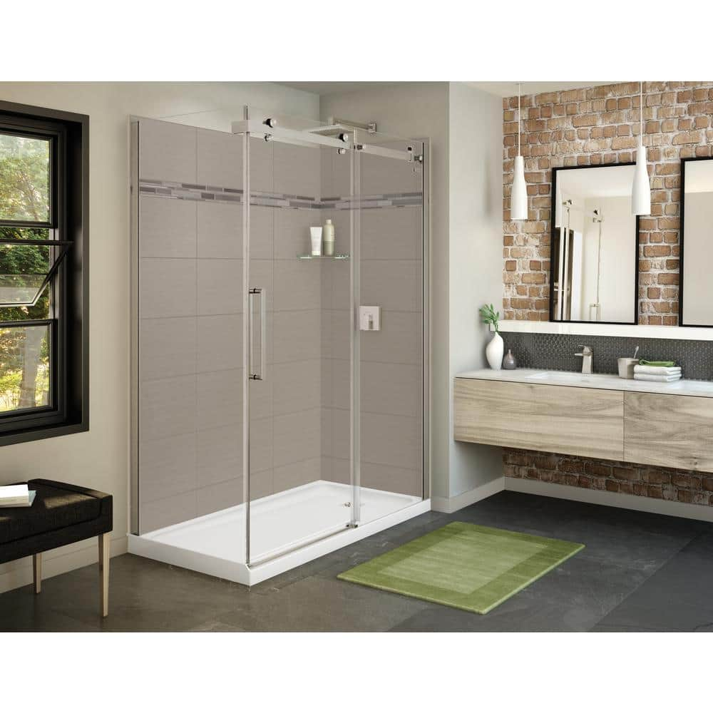 Maax Utile Metro 36 in. W x 80 in. H Direct-to-Stud Fiberglass Shower Wall Set for Corner in Thunder Grey, 2 Panels