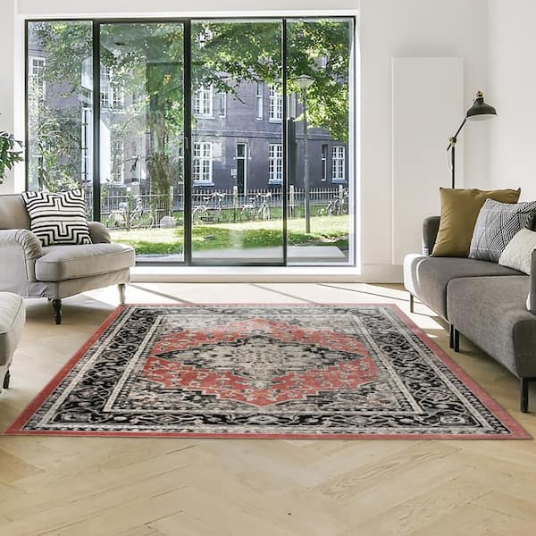 Heirloom Fluer Rose 9 ft. x 13 ft. Oriental Medallion Indoor Area Rug