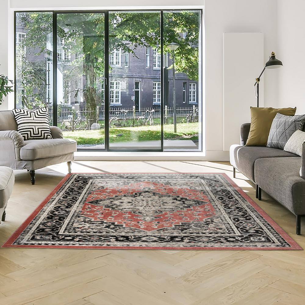 Fluer Rose 5' x 7' Tufted Synthetic Area Rug