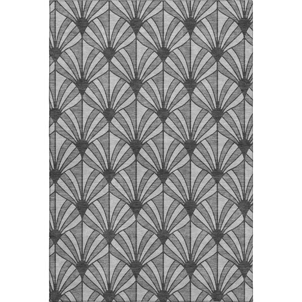 Mayfield Premium Machine Washable Abstract AMF2426 Gray 10 ft. x 14 ft. Area Rug