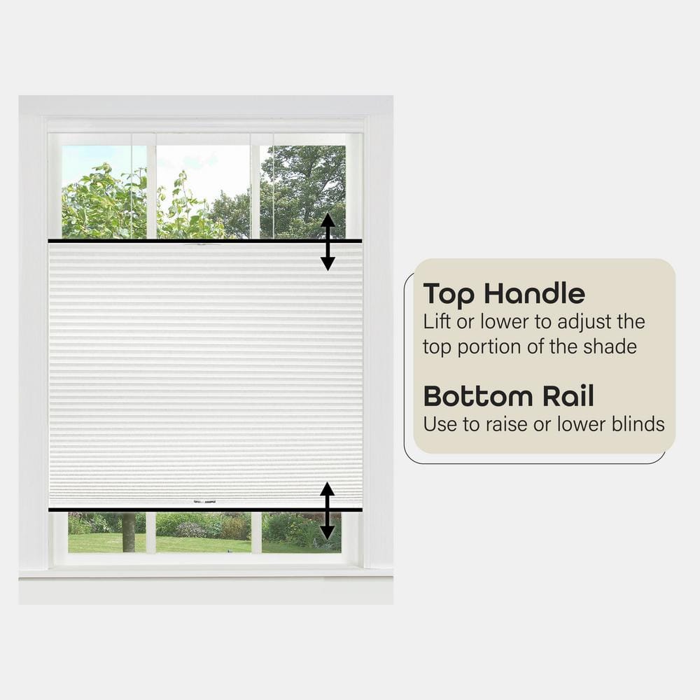 White Cordless Top-Down Bottom-Up Cellular Fabric Window Shade 27" x 64"