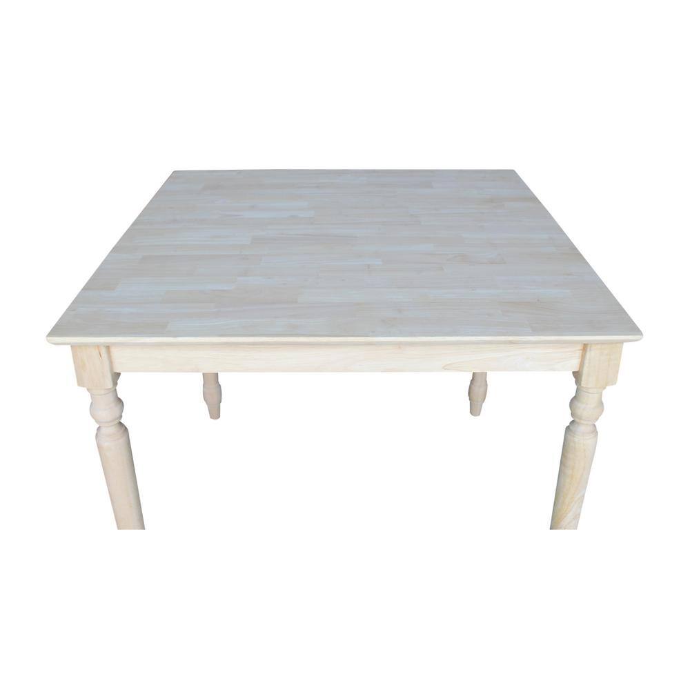 36" Light Unfinished Rubberwood Square Dining Table