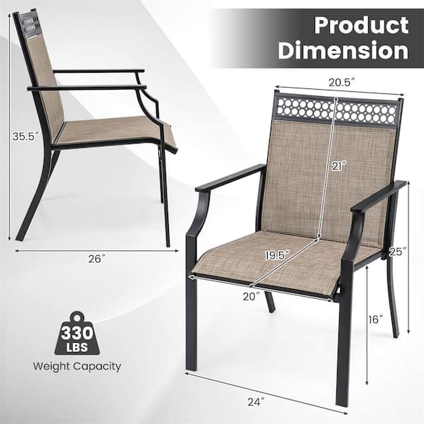 Costway Metal Outdoor Dining Chair with High Backrest in