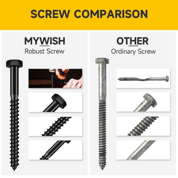 MYWISH 3/8 in. Hex Head Lag Screw Kit (46-Piece), 304-Stainless