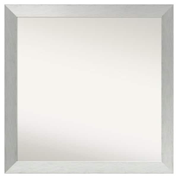 Brushed Sterling Silver 32 in. x 32 in. Custom Non-Beveled Wood Framed Bathroom Vanity Wall Mirror