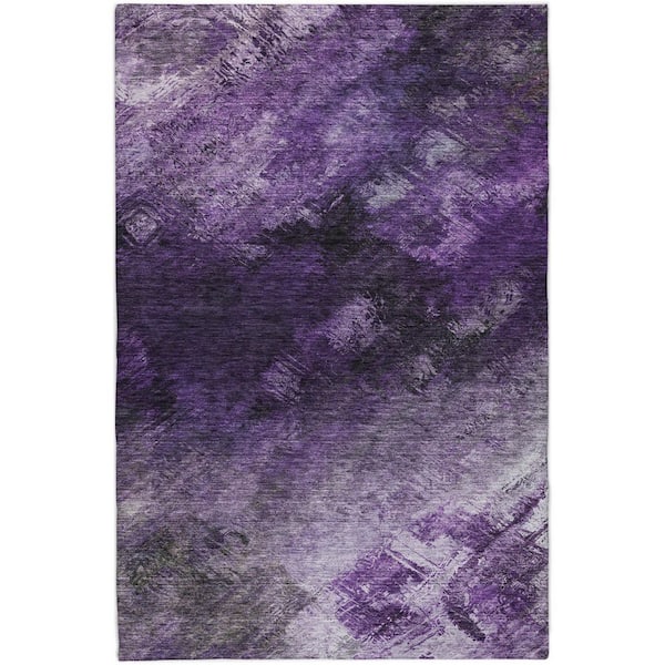 Dream Shag Premium Machine Washable Abstract ADS590 Purple 9 ft. x 12 ft. Area Rug