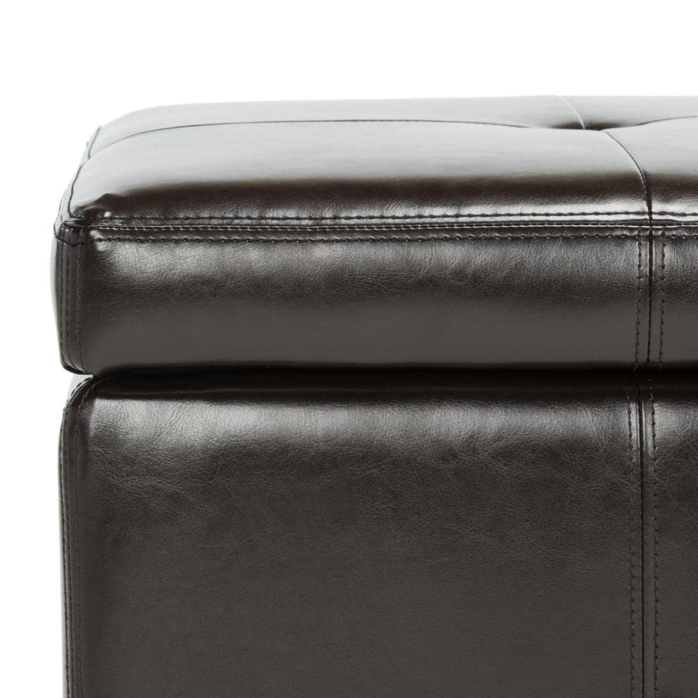 Large Brown Birch Tufted Storage Bench with Hinged Top
