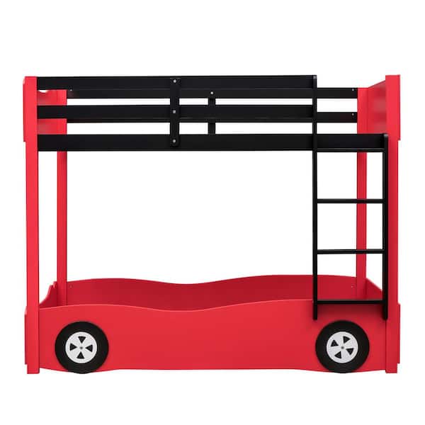 Utopia 4niture Red Blair Twin Car-Shaped Bunk Bed