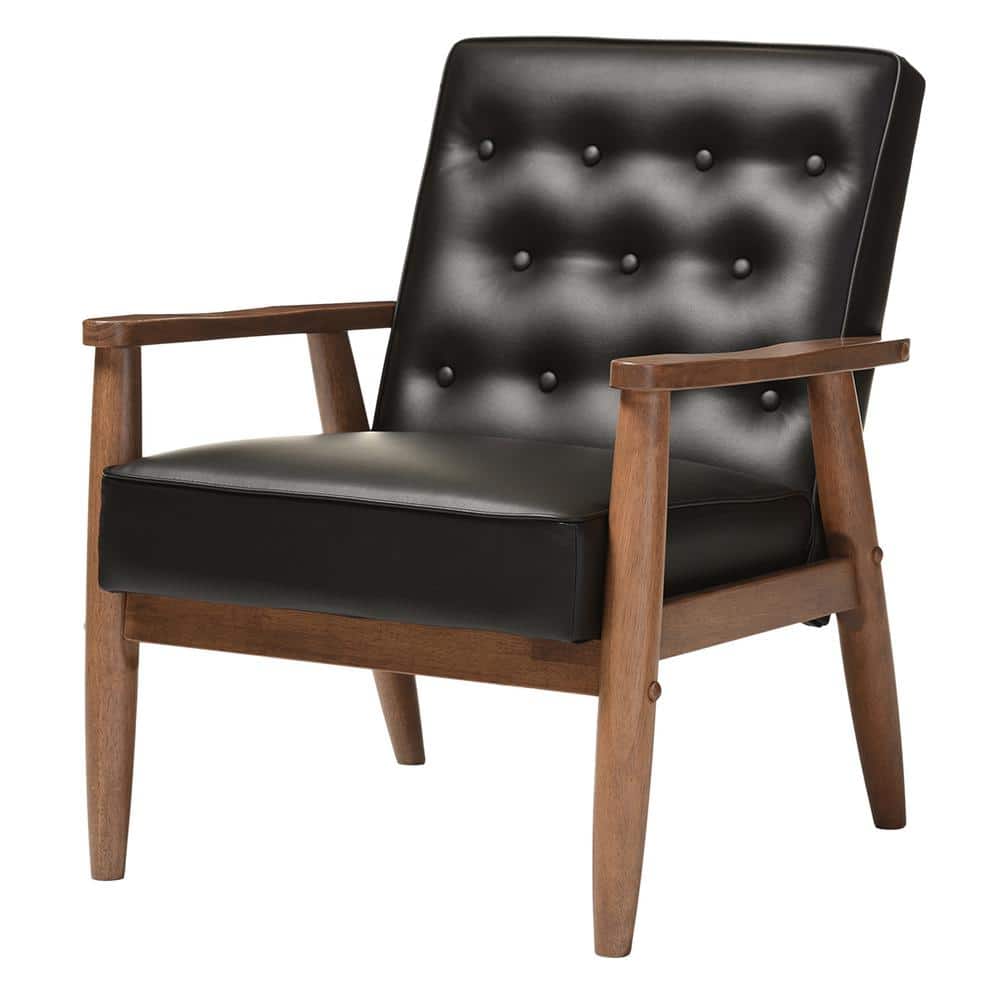 Sorrento 30" Modern Black Faux Leather Accent Chair