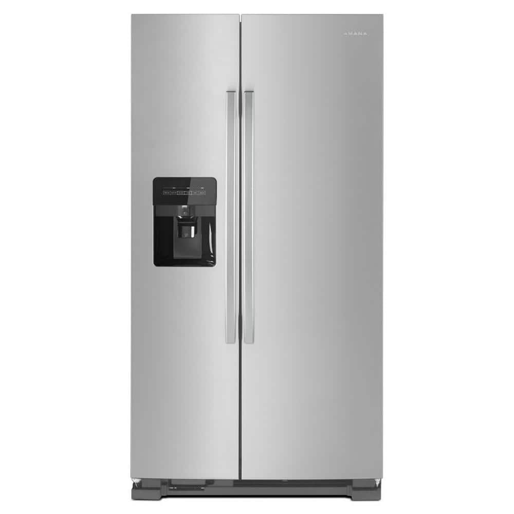 Amana 24.6 cu. ft. Side by Side Refrigerator with Dual Pad External Ice and Water Dispenser in Stainless Steel, Silver