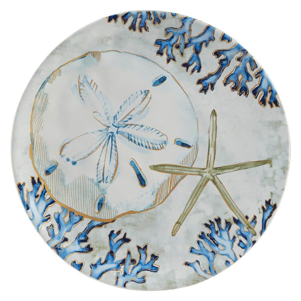 Playa Shells Multicolor Ceramic Coastal Salad Plates, Set of 4