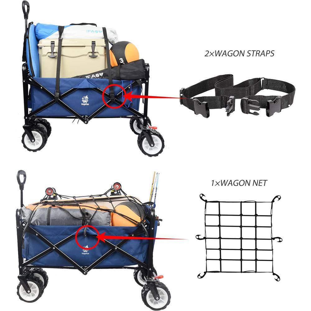 Heavy Duty Dark Blue Steel Collapsible Outdoor Wagon with All-Terrain Wheels