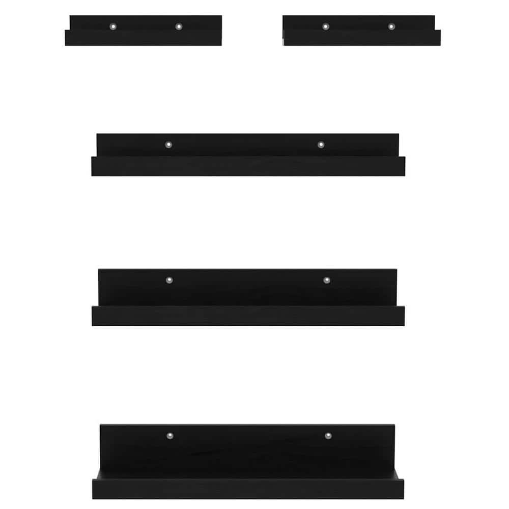 15.7 in. W x 5.5 in. D Black Floating Shelves Set of 5 Decorative Wall Shel