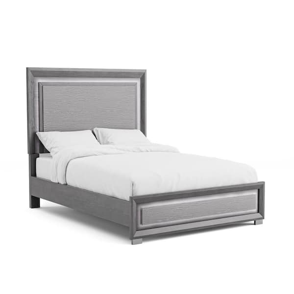 Furniture of America Seboya Gray King Panel Bed with LED Light and