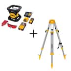 20V MAX Lithium-Ion 200 ft. Red Self Leveling Rotary Laser Level Kit and Construction Tripod
