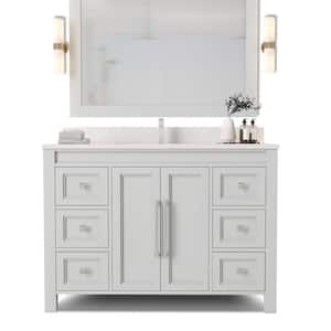 Bienville 48 in. W x 22 in. D x 33.5 in. H Single Bath Vanity in Grey with White Quartz Counter Top with White Basin