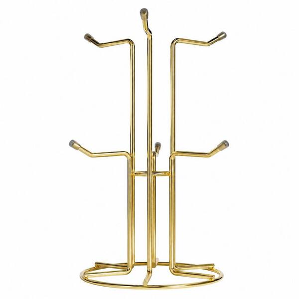 Large Metal Mug Holder with 6 Hooks for Countertop, Free Standing Coffee Mug Tree and Cup Stand, Gold Finish