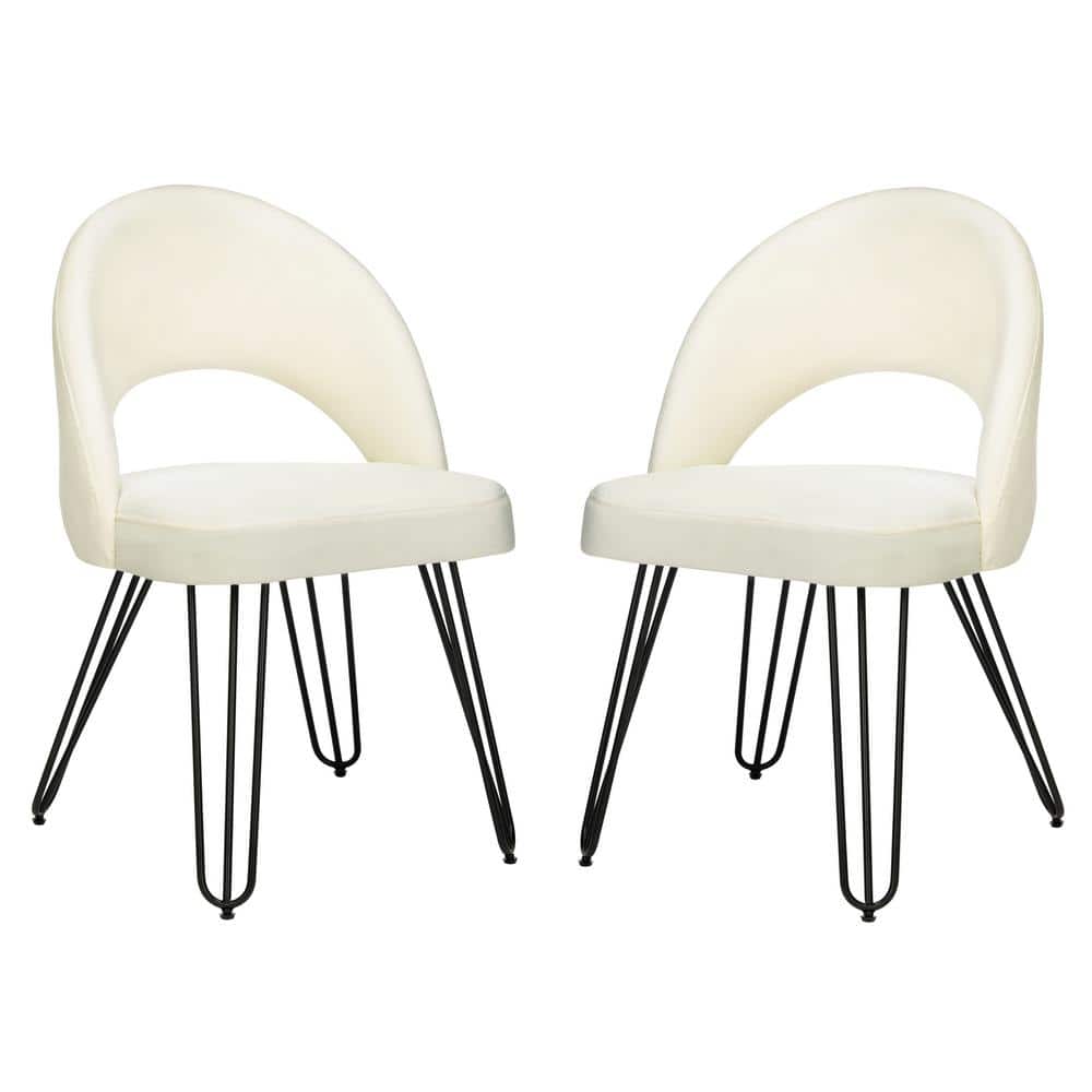 Creme Velvet & Matte Black Transitional Side Chair